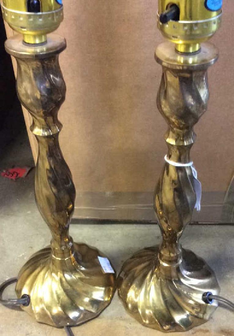 Pair Brass Twist Candlestick Lamps (1 of 7)