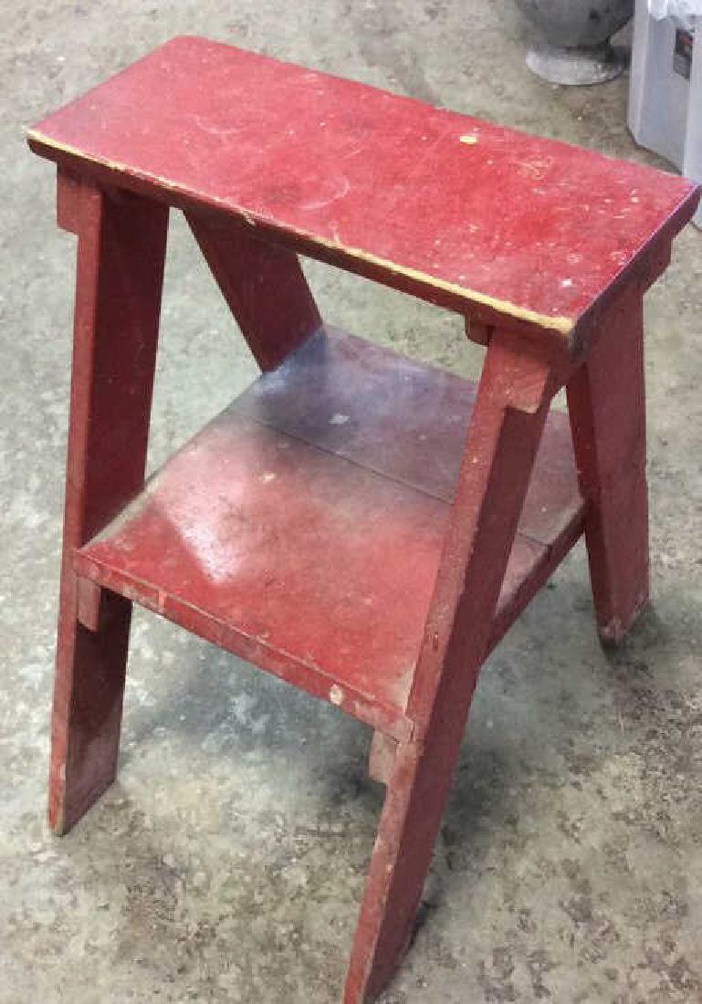 Vintage Red Painted Step Stool (1 of 7)