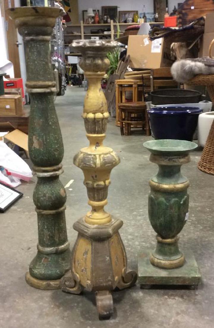 Trio Carved Painted Wool Candlesticks (1 of 14)