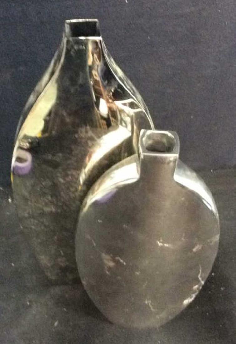 Pair Silver Toned Metal Co temporary Vases (1 of 12)