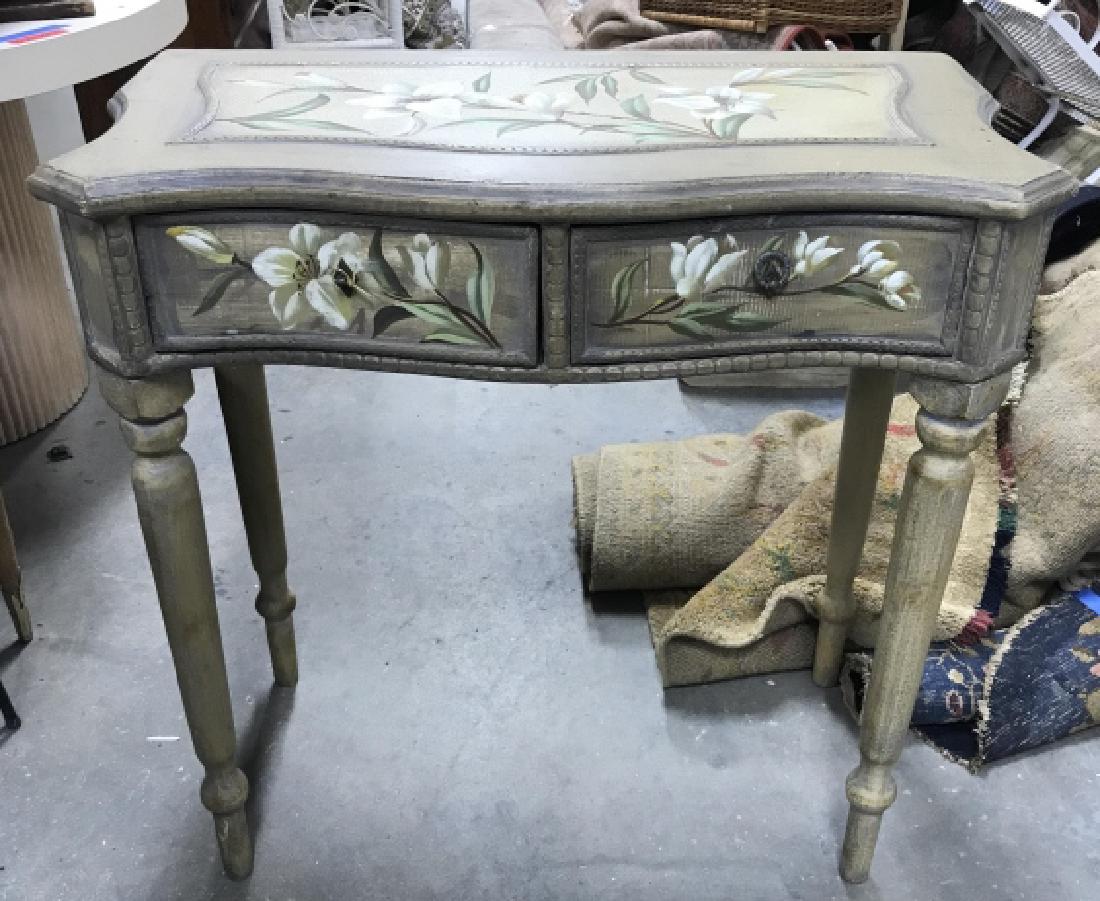 Floral Detailed 2 Drawer Wooden Side Table (1 of 10)