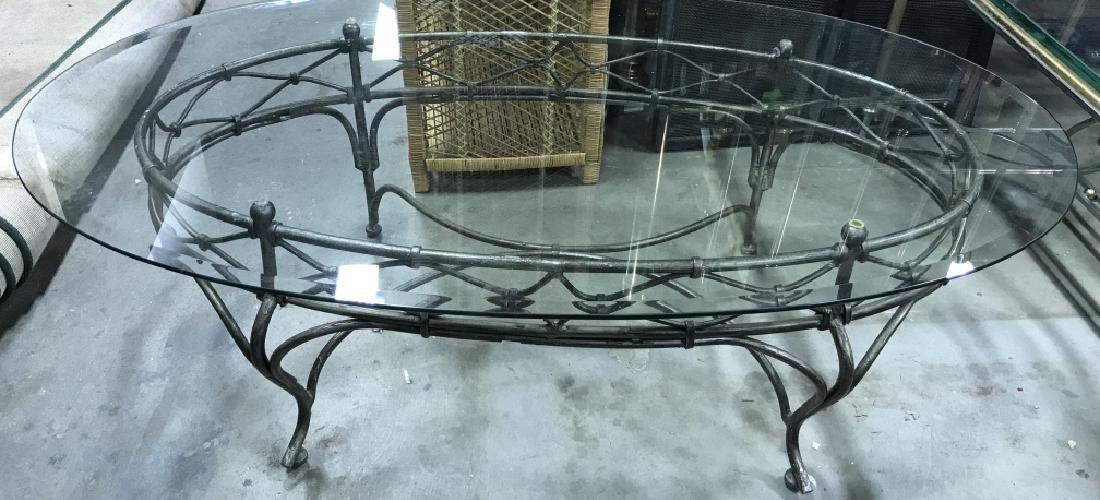 Oval Glass Top Metal Based  Coffee Table (1 of 6)