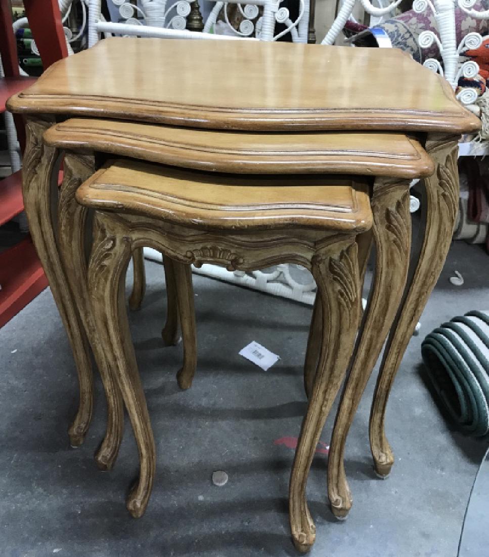 Lot 3 Carved Wooden Country French Nesting Tables (1 of 10)