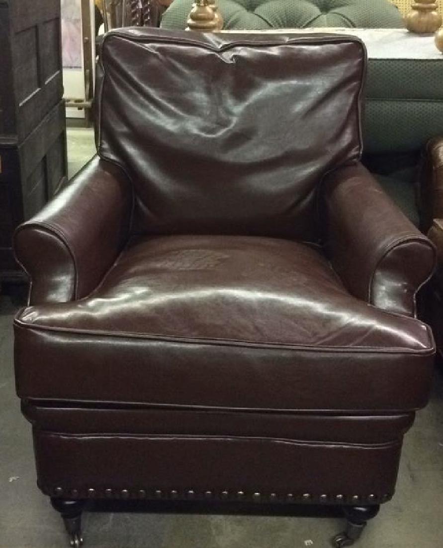 Brown Toned Leather Armchair Club Chair (1 of 8)