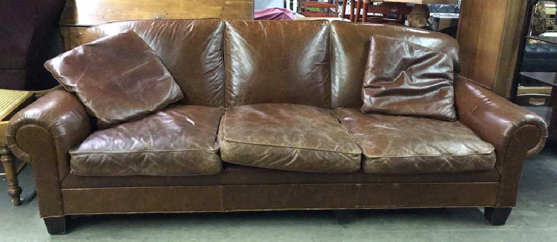 RALPH LAUREN Brown Toned Leather Sofa (1 of 11)
