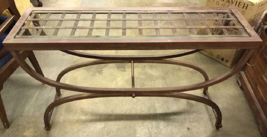 Metal Console Table W Glass Top (1 of 10)