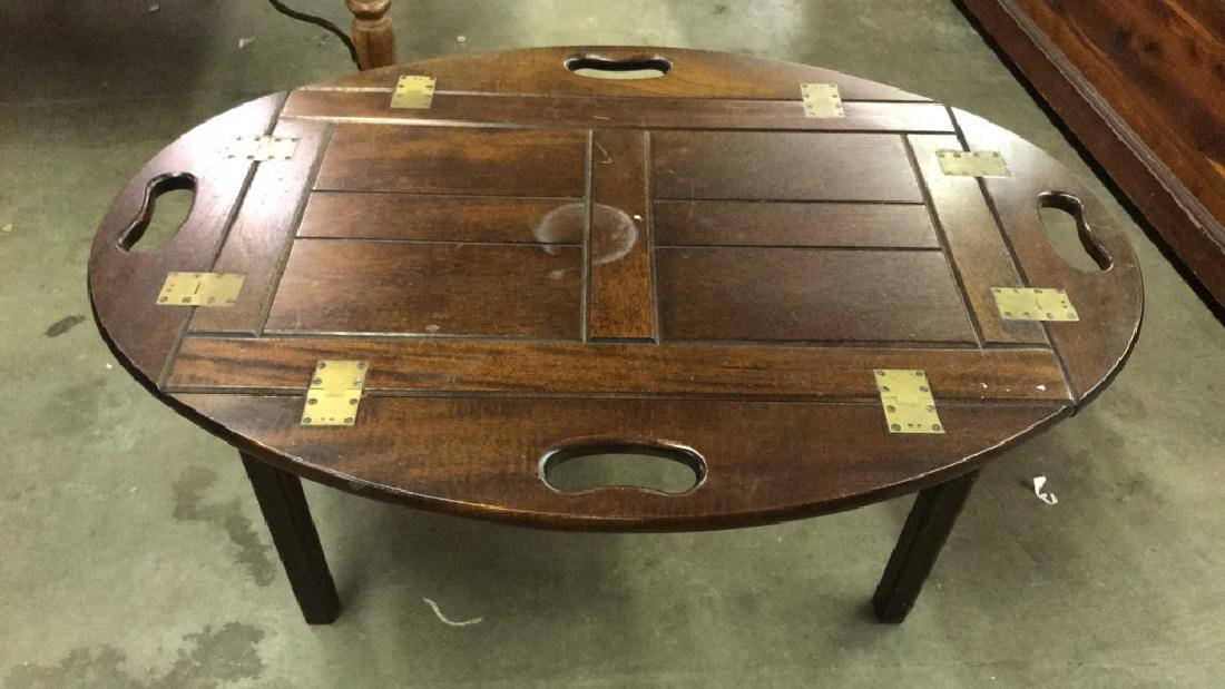 Oval Shaped Folding Wooden Coffee Table (1 of 8)