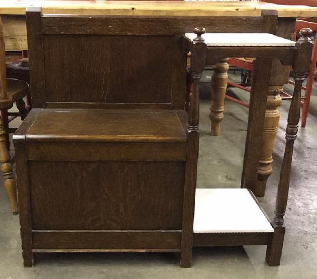 Antique Wood and Tile Telephone Table (1 of 8)