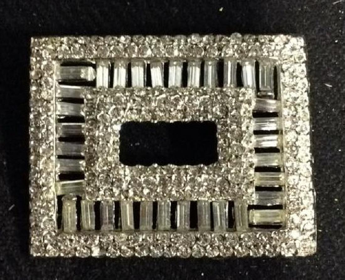 Antique/Vintage Art Deco Rhinestone Pin: small and large rhinestones, geometric design, antique Jewelry, property of New York City Estate, Estate jewelry, pin measures app 1.5 by 2 inches