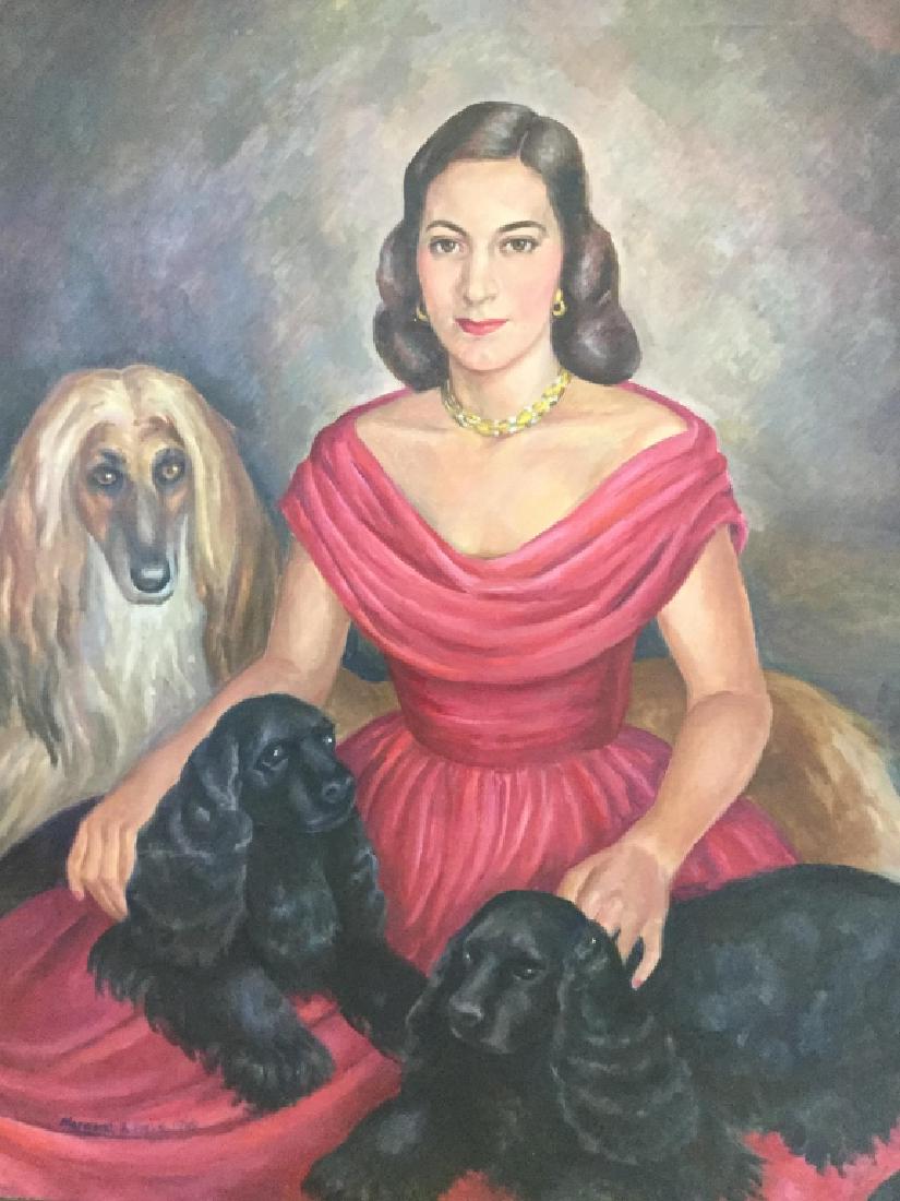 MARAGRET PREBELE, Oil Portrait Woman w Dogs, 1960 (1 of 17)