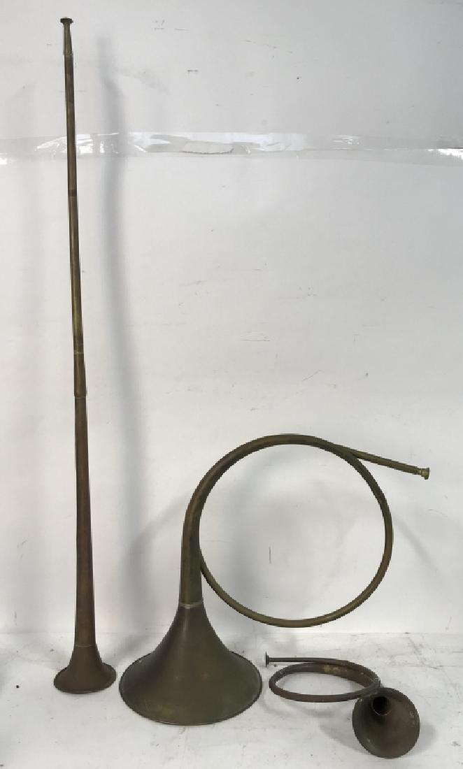 Lot 3 Vintage Gold Toned Brass Hunting Horns (1 of 10)