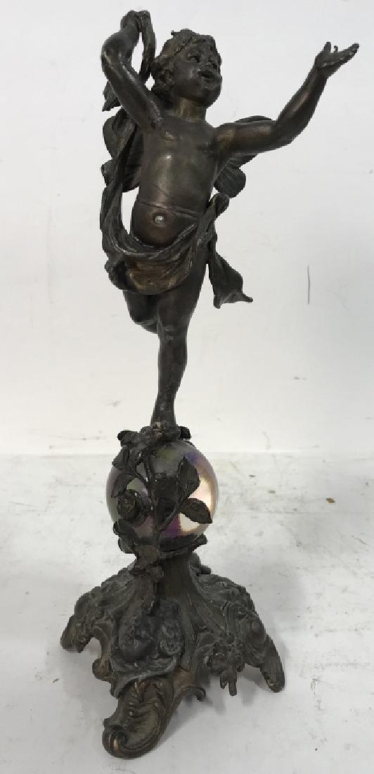 Bronze Finish Cherub Figure On Crystal Ball (1 of 10)