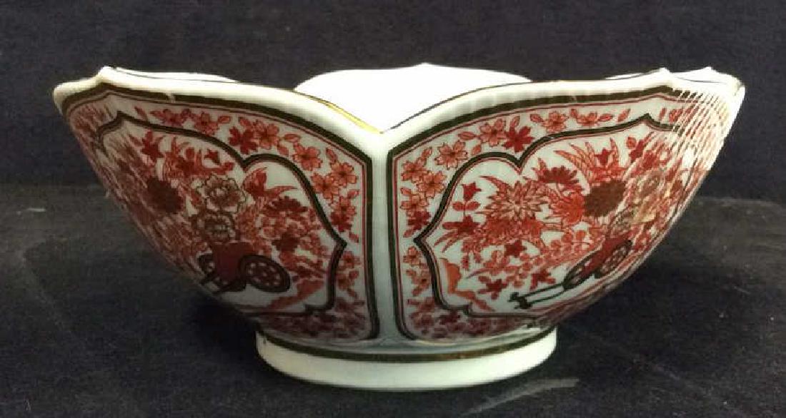 Asian Russet Gold White Porcelain Bowl: asian arts and crafts decorative table top accessory, bowl measures ht 4 inches diameter app 9 inches
