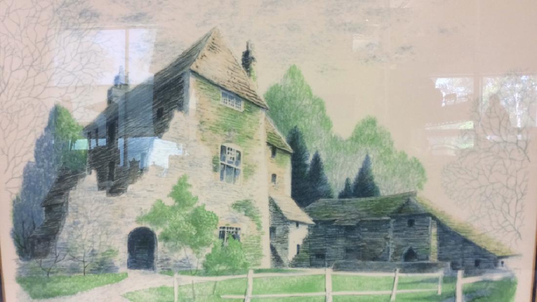 Pencil Signed Lithograph BLue Green Castle (1 of 8)