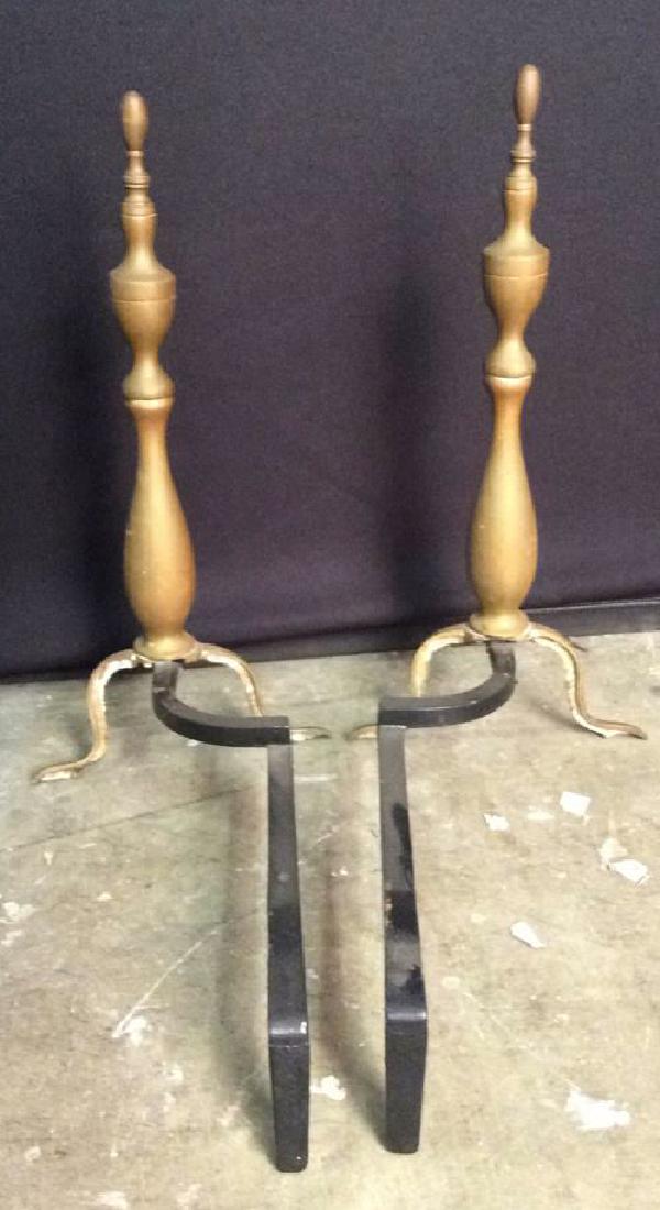 Pair Gold Toned Brass Andirons (1 of 5)