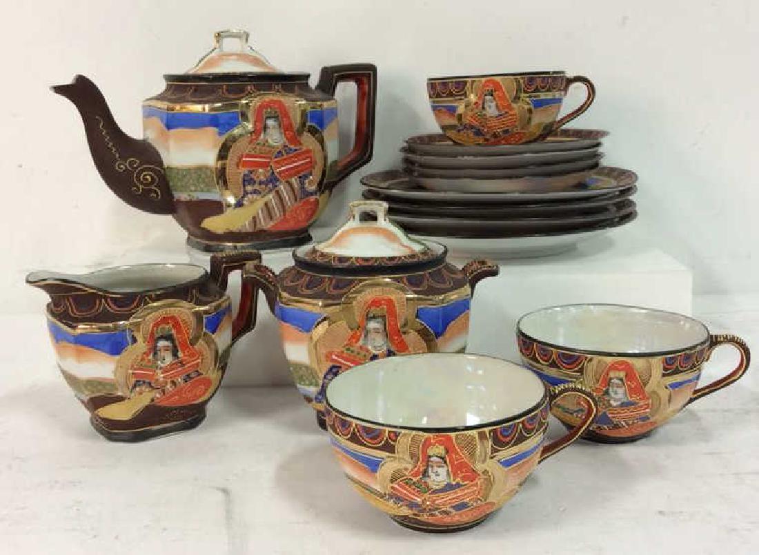 Set 14 Oriental Porcelain Ceramic Tea Set (1 of 8)