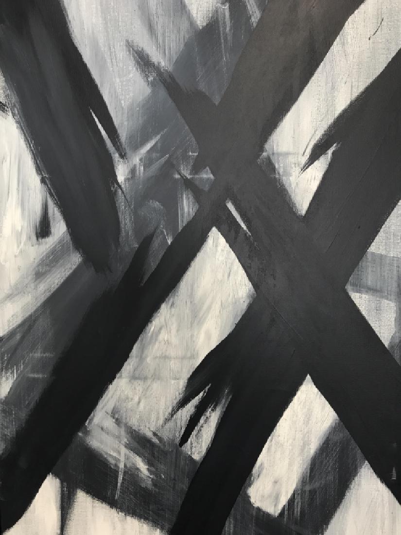 Abstract Art Painted on Repurposed Printed Canvas (1 of 8)