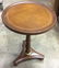 Vintage Wood Inlaid Round Pedestal Table