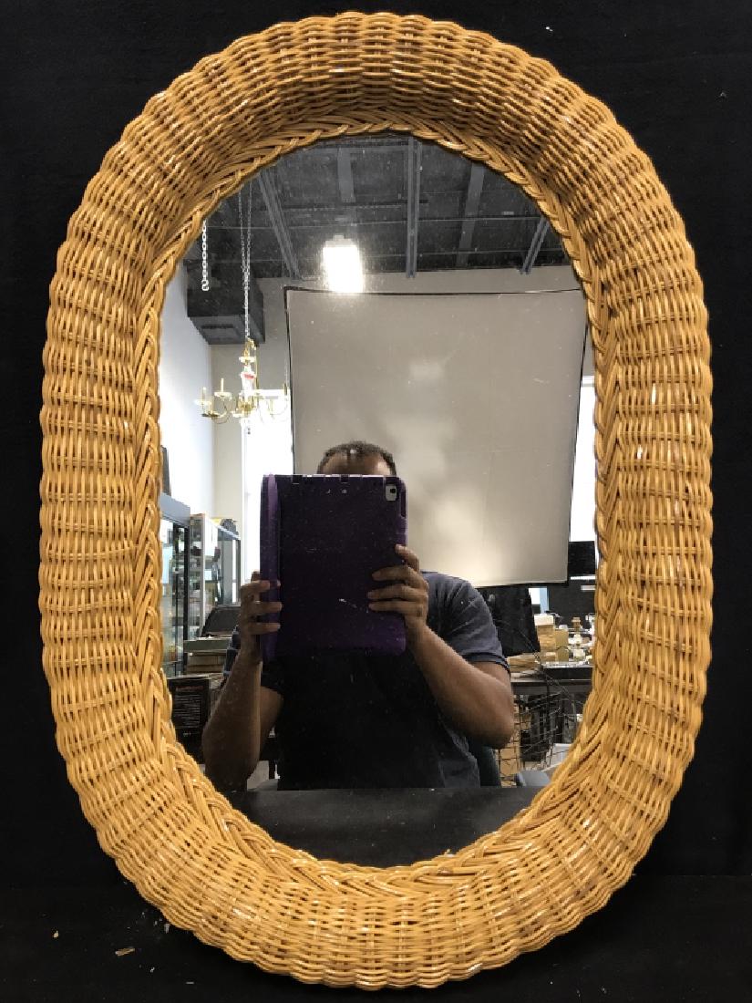 Oval shaped Wicker Frame Mirror (1 of 7)
