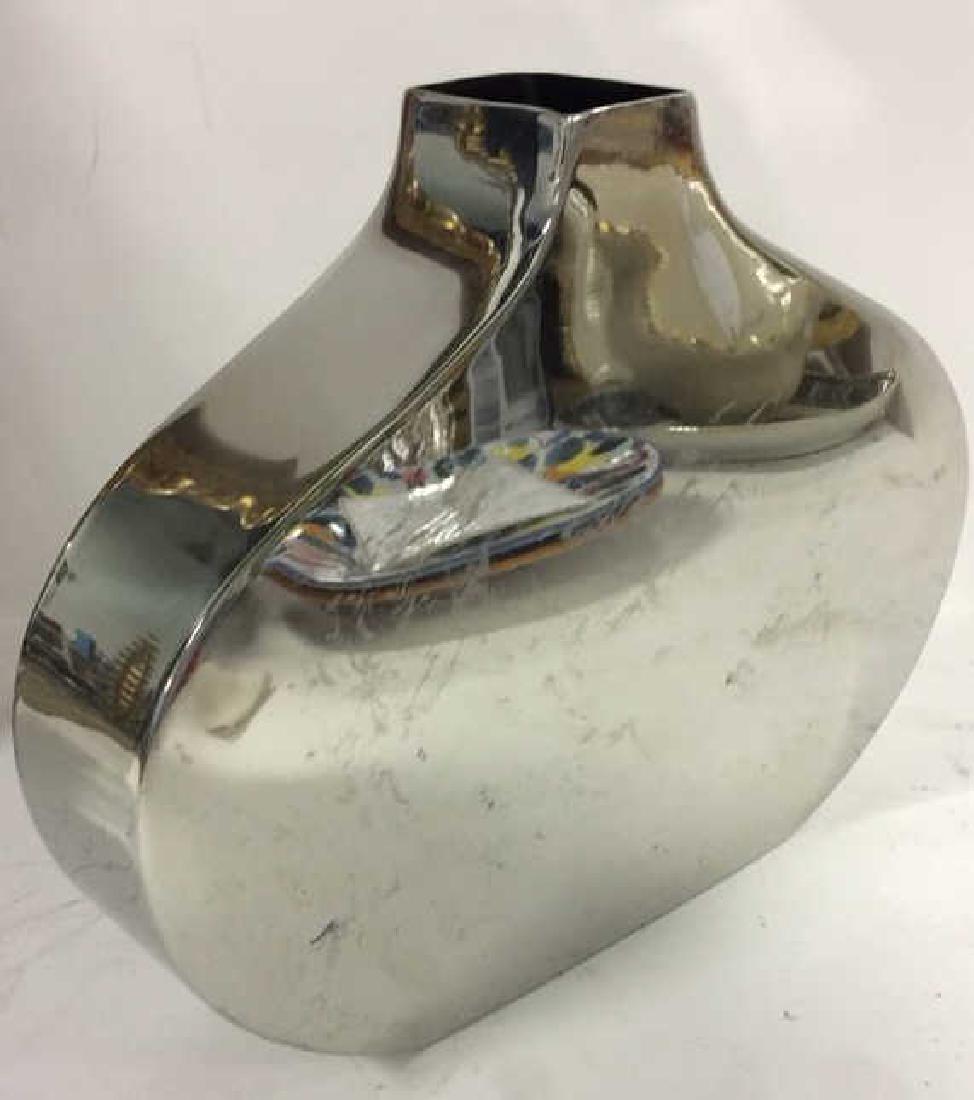 Contemporary Chrome Metal Vase Vessel (1 of 7)