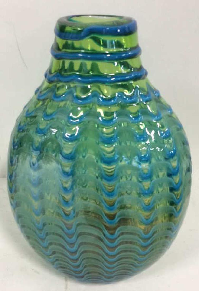 Blue Green Aqua Teal Textured Art Glass Vase (1 of 12)