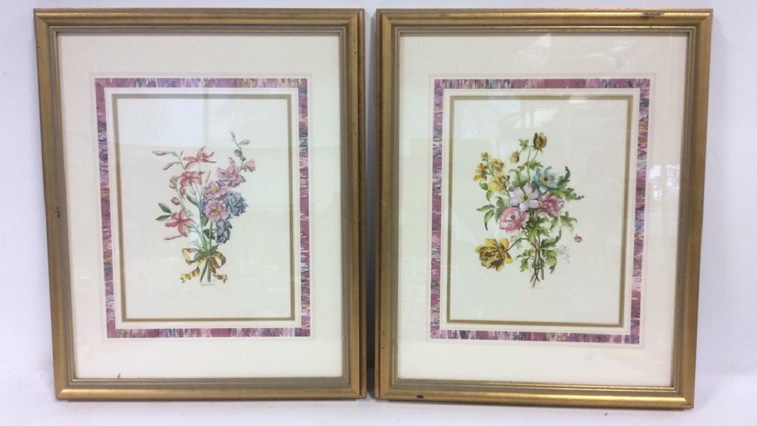 Lot 2 Framed & Matted Floral Prints (1 of 8)