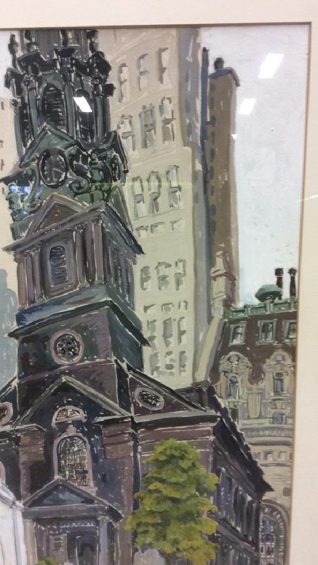 W. Wright Matted Trinity Church Painting (1 of 8)