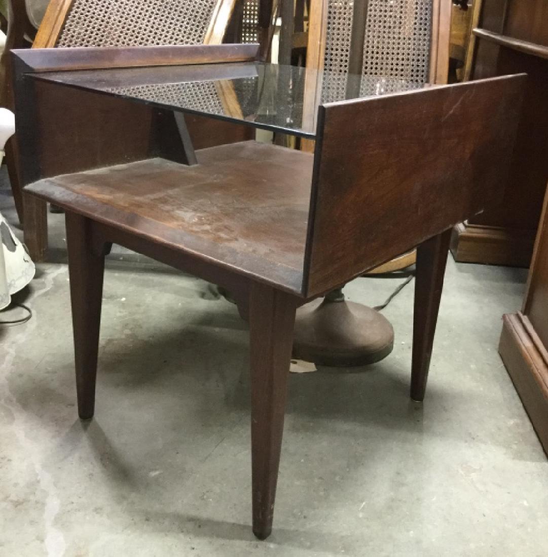 Mid Century Modern Glass Wood Side Table (1 of 6)