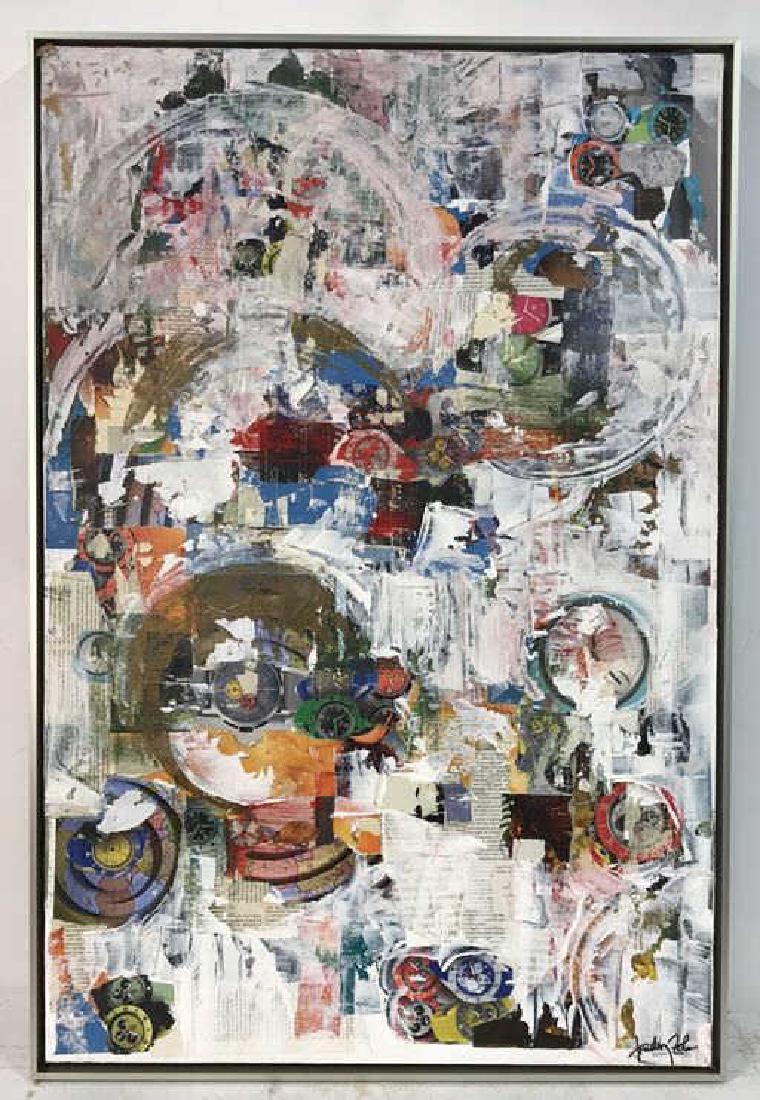 Mixed Media Painting Collage on Board, Framed (1 of 15)