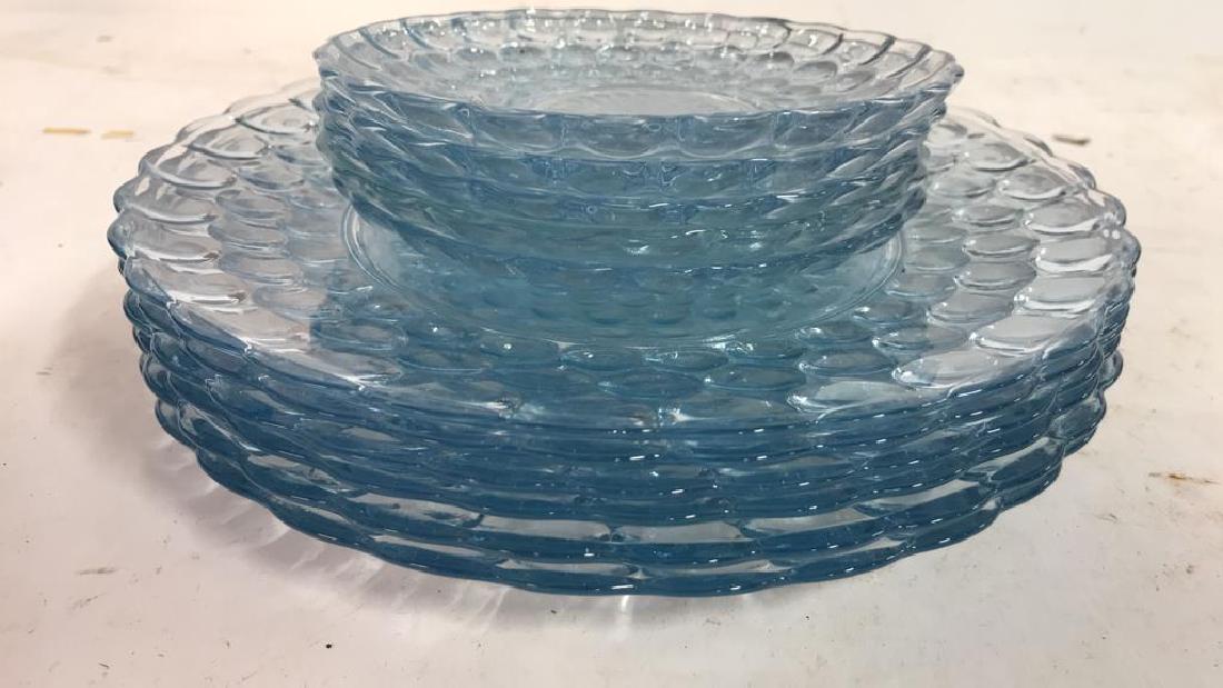 Set Vintage Blue Glass Bubble Plates (1 of 9)