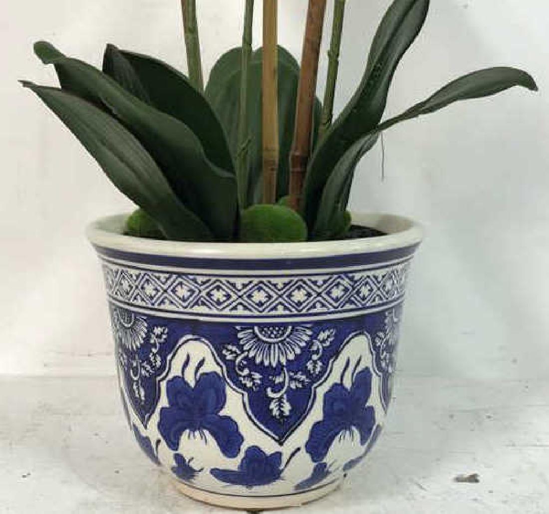 Blue and White Asian Flower Pot w Orchid (1 of 10)