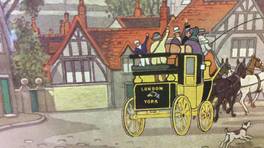 Vintage Horse Buggy Village Scene Print Artwork (1 of 8)