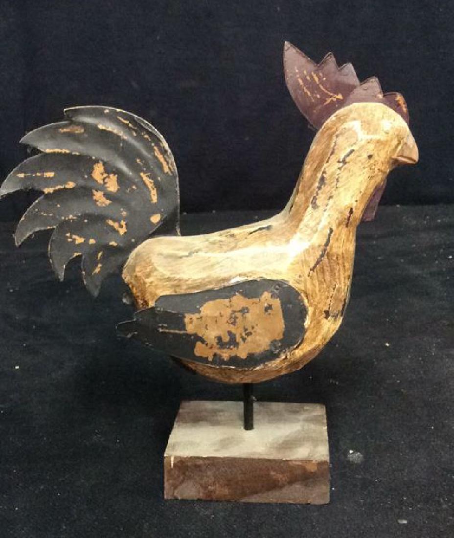 Vintage Hand Carved Wooden Rooster Statue (1 of 8)