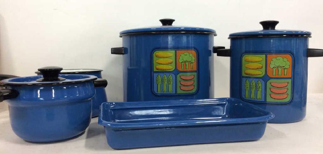 Lot 5 Vintage Blue Toned Metal Cookware (1 of 9)