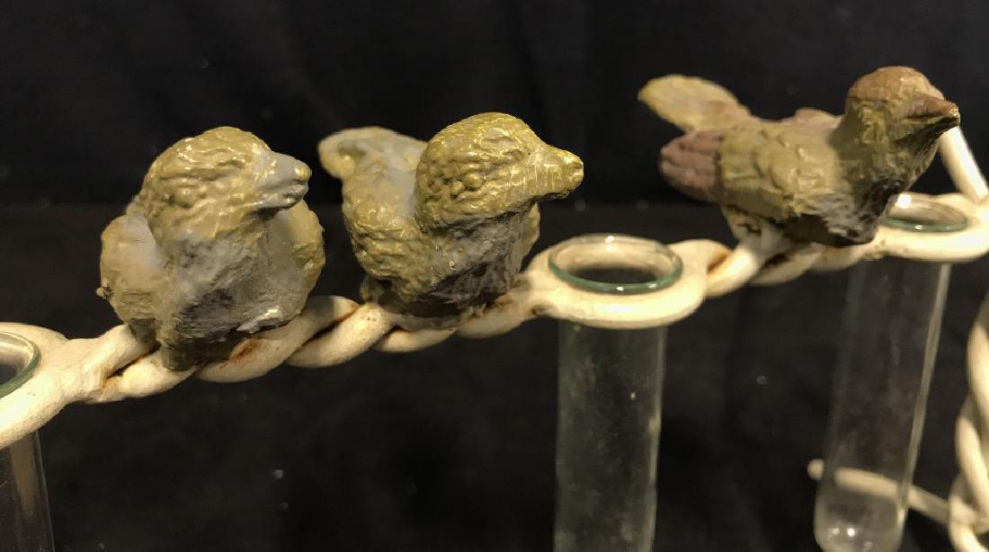 Painted Metal Bud Vase Stand W Bird Motif (1 of 5)