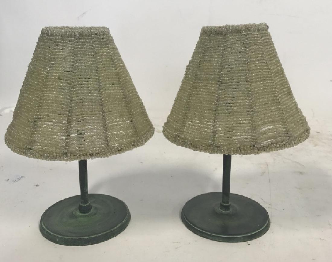 Lot 2 Brass Metal Candle Holders With Shades (1 of 8)