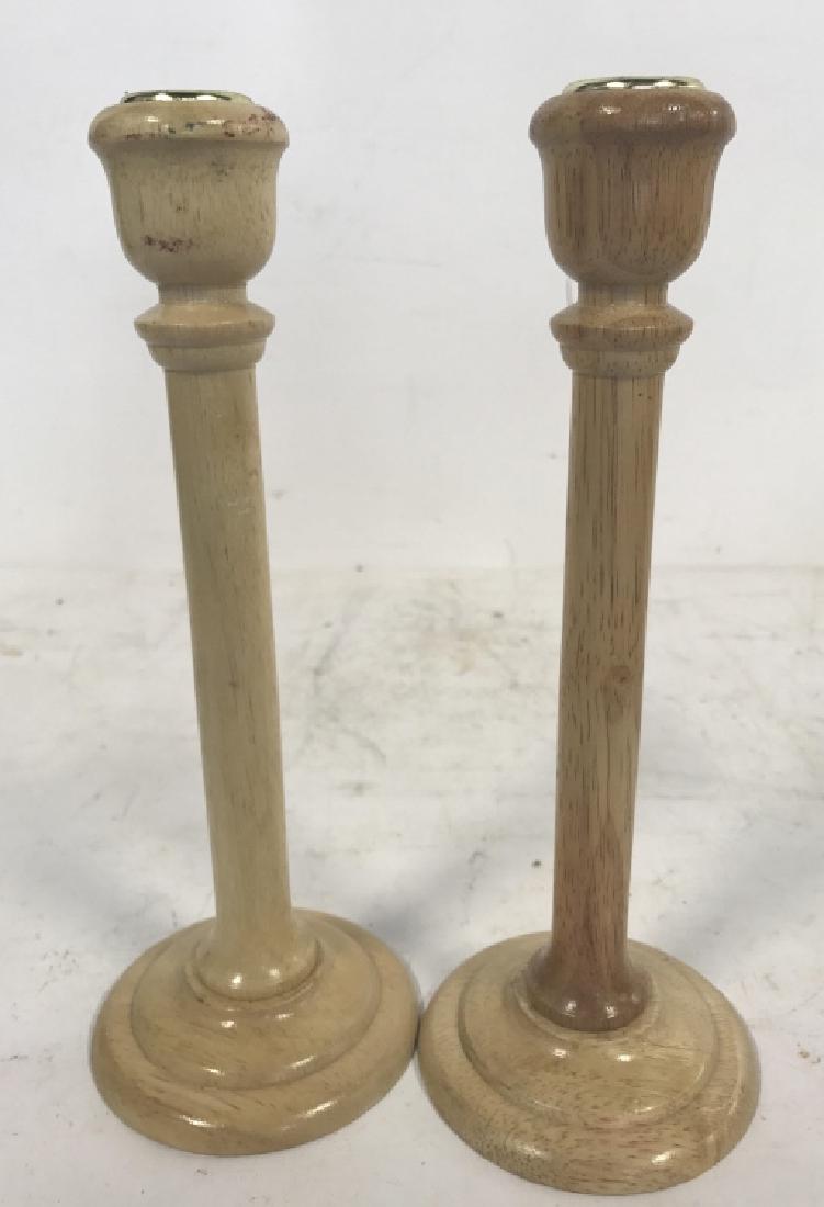 Lot 2 Tan Wooden Candle Holders (1 of 9)