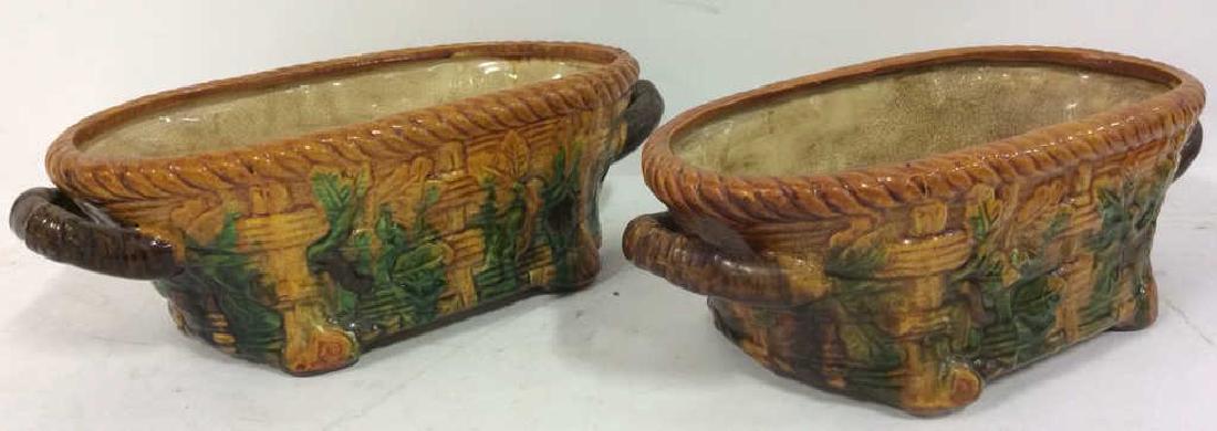 Pair Ceramic Baskets Cache Pots Vessels (1 of 10)