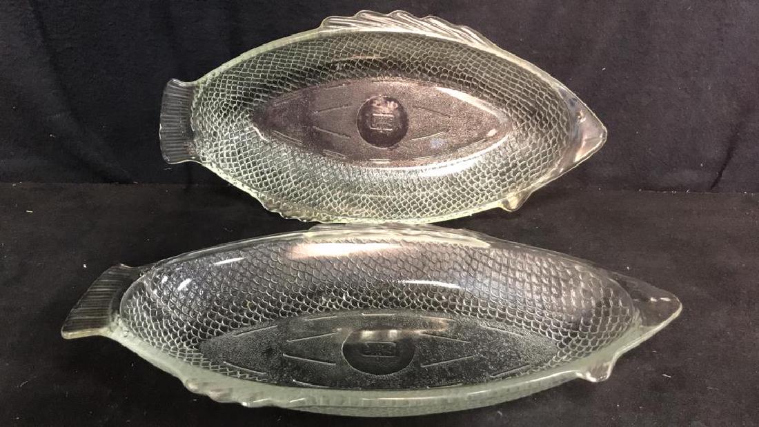 Pair Glassbake Glass Fish Shaped Plates