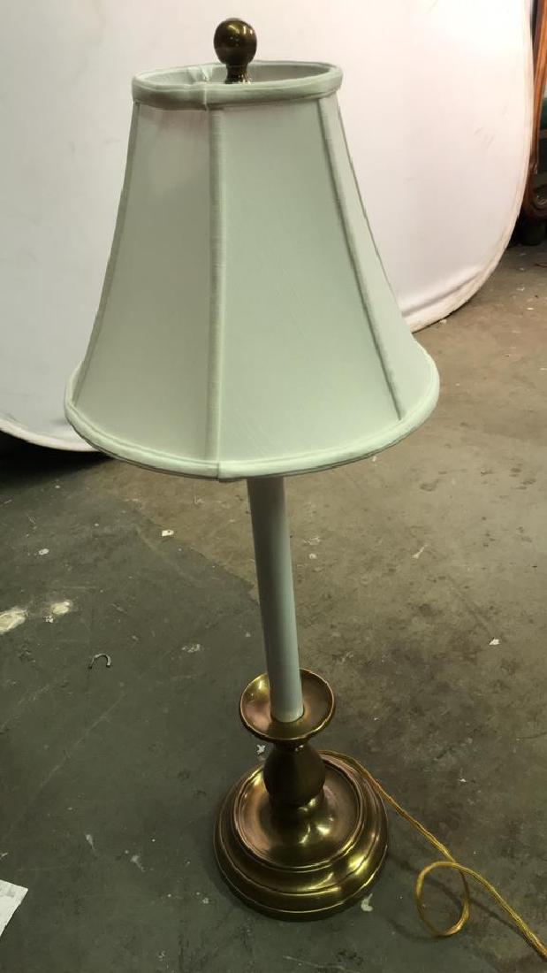 White And Gold Toned Candlestick  Lamp (1 of 8)