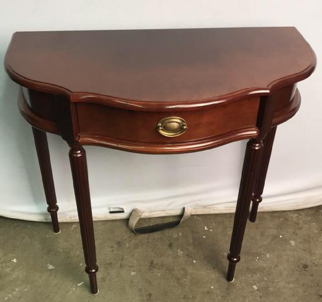 Brown Toned Carved Demi Lune Wood Console Table (1 of 8)