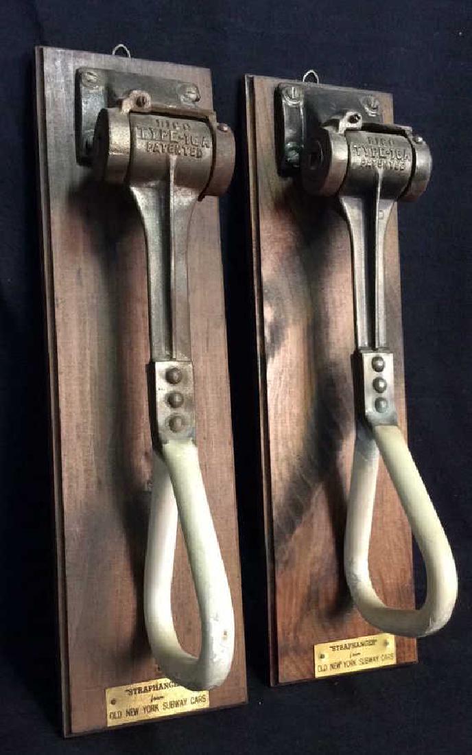 Pair Vintage Mounted Subway Straphangers, NYC