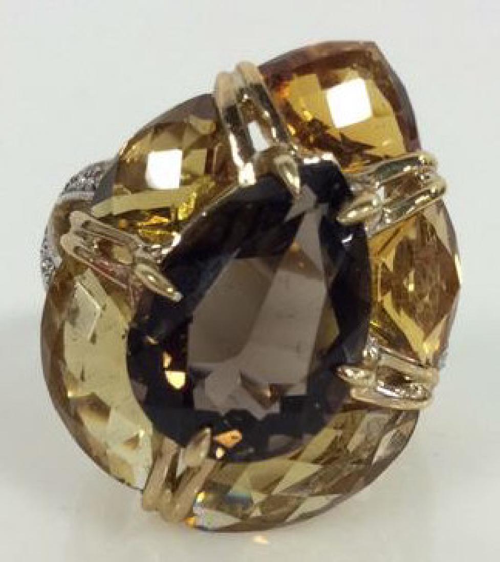 10 K Gold Ring W Orange and Brown Toned Gemstones (1 of 7)