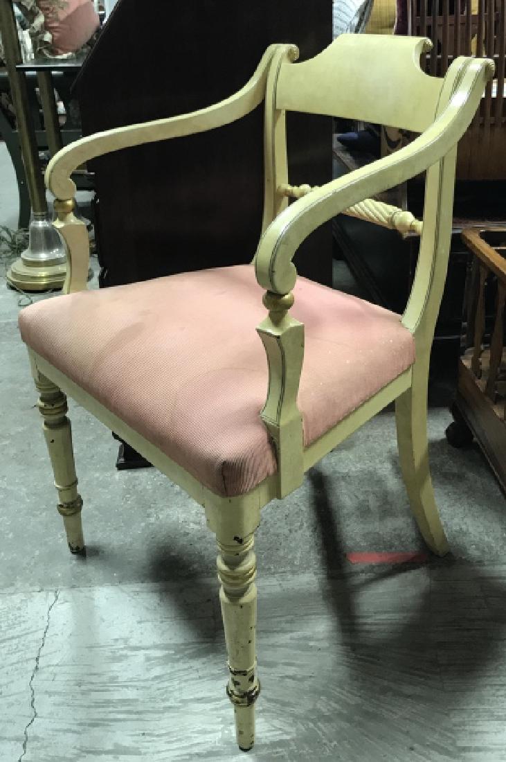 Vintage Cream Toned Wooden Arm Chair (1 of 8)
