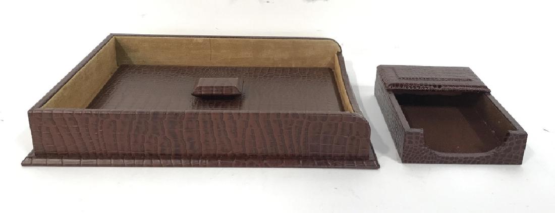 Pair Leather Style Desktop Accessories (1 of 6)