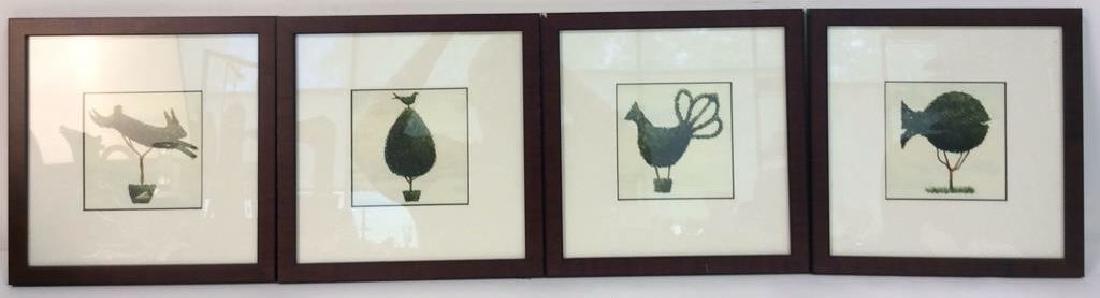 Lot 4 Shaped Framed Animal Topiary Prints (1 of 10)
