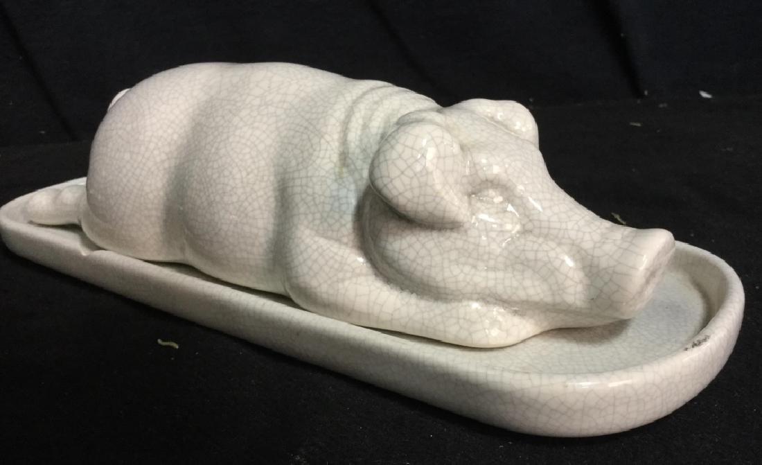 JAM BON Pig Form Signed Butter Platter (1 of 6)