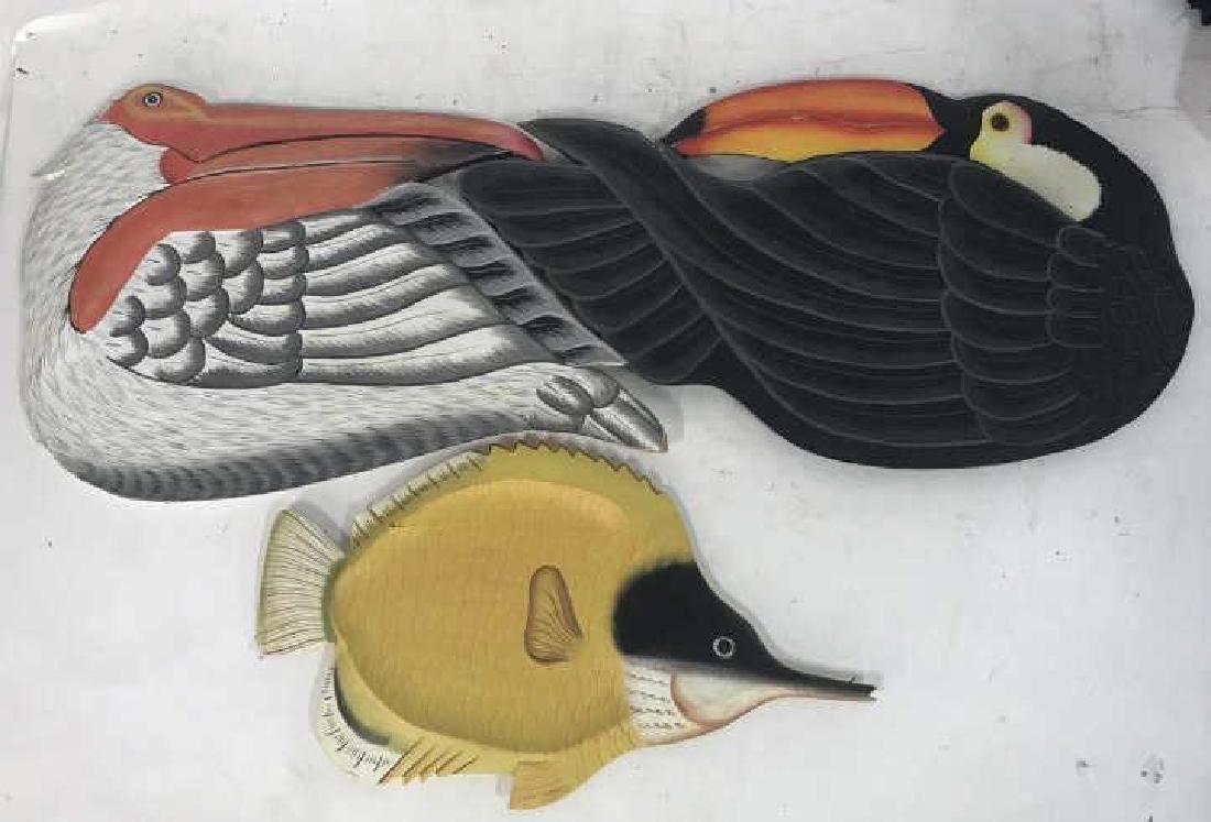 Group Lot Bird and Fish Wooden Serving Plates (1 of 8)