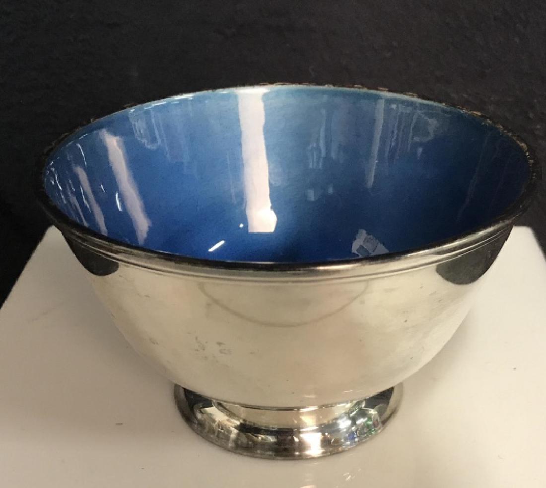 Possibly Metal Blue and Silver Toned Bowl (1 of 5)