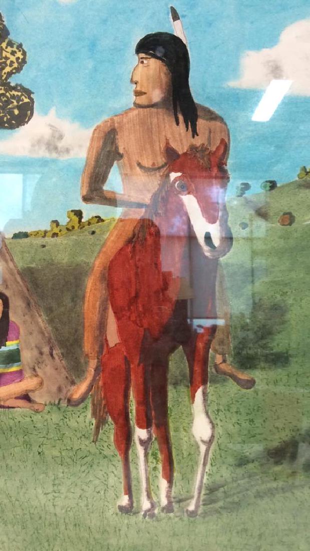 Framed Native American Water Color Artwork (1 of 11)